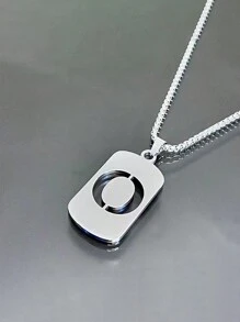 1st Heren Roestvrijstalen Trendy Ketting - 26 Holle Initialen, Elegante Letter Hanger Ketting, Kleurvast, Geschikt Voor Casual Wear En Truikettingen