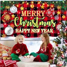 1pc Winter Christmas Snowflake Red Theme Tapestry Banner 82.7 * 59.1/59.1 * 39.4/39.4 * 29.5 Inches, Winter Christmas Snowflake Background, Suitable For Christmas Party, Happy New Year, Background Decoration, Photo Booth Props, Photography Studio Props, Restaurant Decoration, Party Decorations,Christmas - Multicolor - View 3