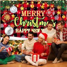 1pc Winter Christmas Snowflake Red Theme Tapestry Banner 82.7 * 59.1/59.1 * 39.4/39.4 * 29.5 Inches, Winter Christmas Snowflake Background, Suitable For Christmas Party, Happy New Year, Background Decoration, Photo Booth Props, Photography Studio Props, Restaurant Decoration, Party Decorations,Christmas - Multicolor - View 5