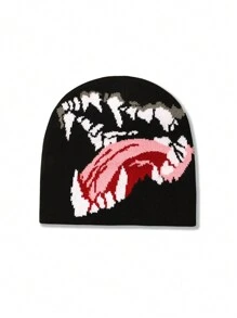 Multi-Design Funny Teeth Knitted Hat, Autumn & Winter Warm Beanie, Acrylic Fiber Material Casual Y2K Jacquard Cap, Unisex Cold Hat