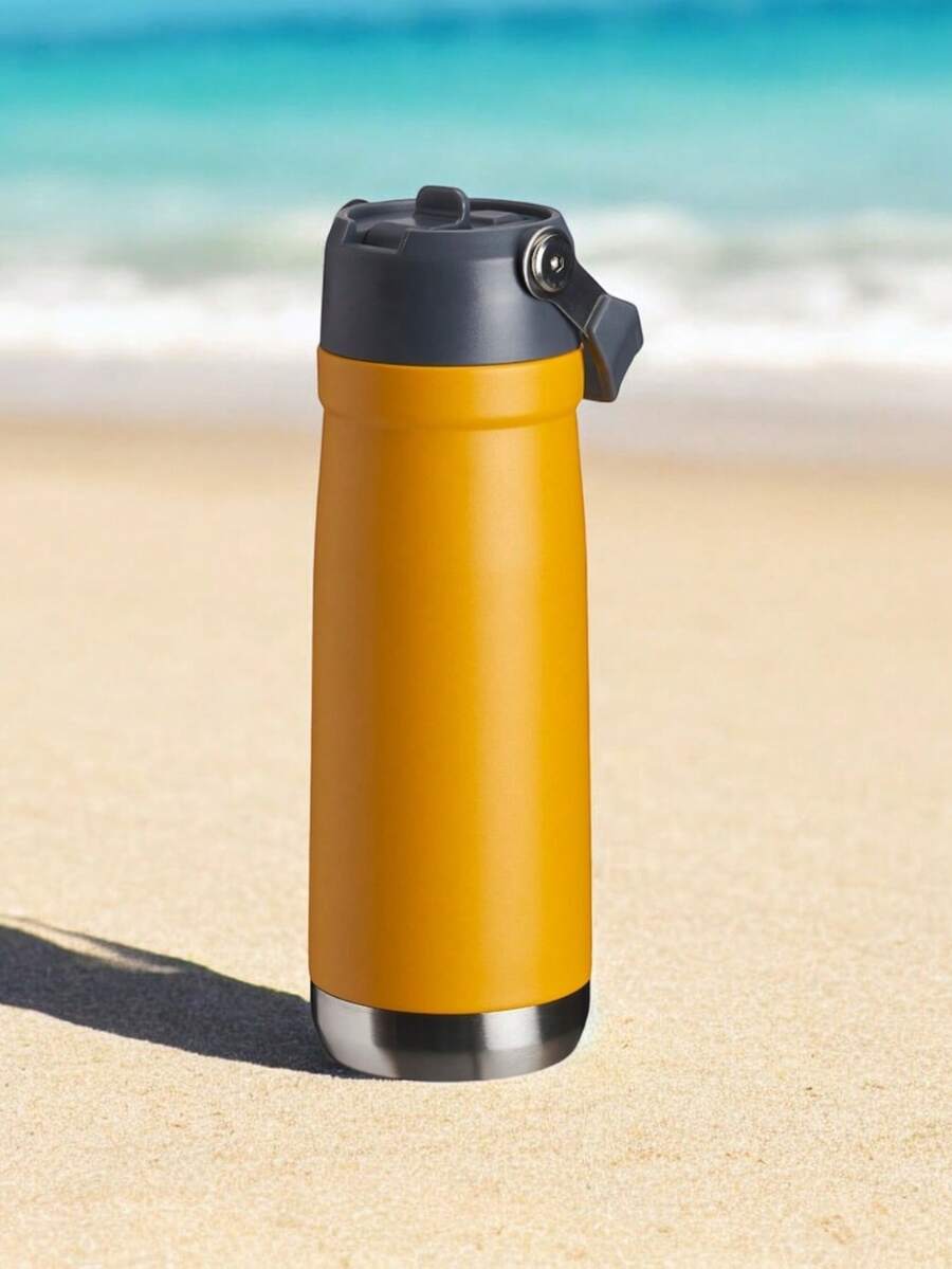 Flip Straw Thermal Bottle 650ml Spout Handle - 黃色 - 查看 1