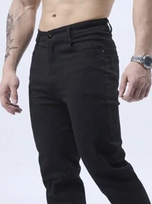 Men's Solid Color Minimalist Versatile Straight Leg Jeans