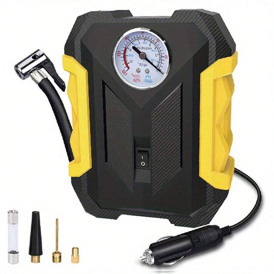 Carsun Air Compressor For Car Auto Pump Portable Tire Inflator - Black + Yellow - View 1