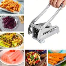 Potato Chipper Cutter Slicer, Potato Fry Cutter, Stainless Steel Potato Cutter, Potato Slicer, Includes 2 Blade Size Cutter Options And No-Slip Suction Base, Perfect For Use With Air Fryer - 變體1 - 查看 7