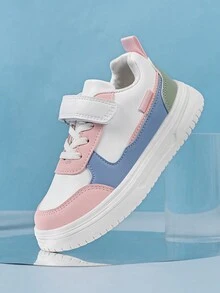 1 Pair Pink Ombre Style PU Leather Lightweight Non-Slip Casual Cute Kids Sports Shoes, Suitable For Outdoor Wear