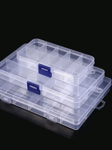 1 pieza Caja de almacenamiento de compartimentos multiusos pequeños, impermeable y desmontable, adecuada para guardar joyas, accesorios de manicura, tornillos y herramientas, para vacaciones en la playa, colección de baño, colección de dormitorio, gran capacidad, bolsa de maquillaje, esencial de viaje - transparente - Ver 10
