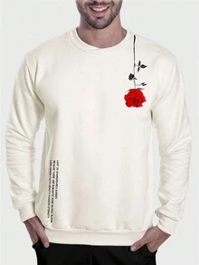 Unisex Sweatshirt Pink Print Graffiti Slogan Side Casual Comfort Flannel Immediate Shipping - 米色 - 查看 3