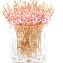 100 pièces de brochettes en bambou assorties, fourchettes à fruits et ficelles de perles artificielles, piques à fruits pour la décoration de fête, gâteaux et collations, fournitures pour vacances et festivals, cadeaux de Noël - Multicolore - Voir 16