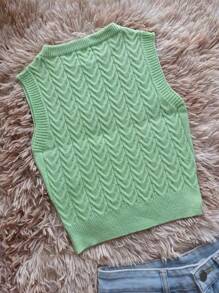 Women Knit Tops Knitting Vest - Màu xanh Cadet - Xem 3