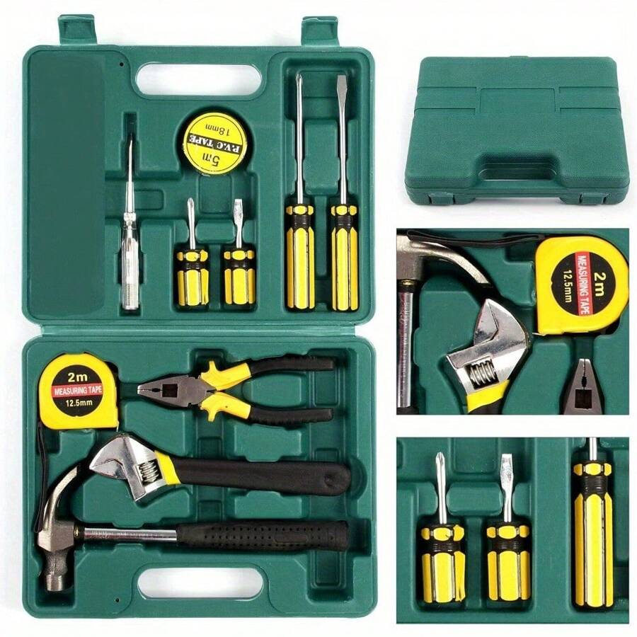 11Pcs Household Hand Tools Kit Basic Tool Box DIY Set Professional Hand Carry Tool Set Box Home Fix Repair Tool Kit - Variant1 - View 1