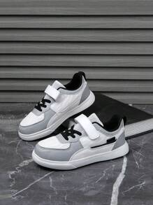 1 Pair Kids Sneakers Low Top Casual Sports Shoes, Breathable Mesh Upper For Indoor/Outdoor Wear, Lightweight Non-Slip Comfortable Fashion School Style Unisex Children Shoes, Patchwork Color