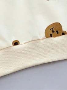 Baby Boy All-Over Teddy Bear Print Long Sleeve Casual Outfit Set - Apricot - View 4