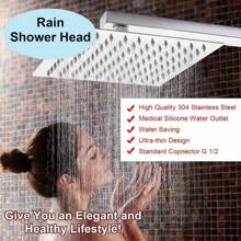 Square Shower Head 8 Inches Adjustable Angle Rain Shower Large Shower Head For Bathing Bathroom Decor Summer - Silver - View 7