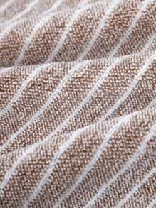 1pc Coral Fleece Thick Striped Towel, Coffee Color Home Bathroom Decor Fall Decor Back To School For Beauty Salon Home Bathroom