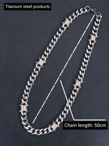 1pc Hiphop Fashion Titanium Steel Rivet Chain Necklace, Exquisite Versatile Personalized Jewelry Gift - Style 1 - View 3
