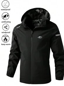 1pc Men's Outdoor Hiking Camping Windproof Waterproof Durable Warm Plus Size Sports Jacket, Autumn/Winter