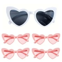 5PCS Heart Shaped Sunglasses For Wedding Party And Daily Travel Decoration,Candy Shower Gifts Accessories Bridesmaid Wedding Favor Women,Christmas