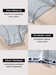 Ensemble de 7 pièces Culottes confortables triangulaires de sport pour femmes, à taille basse et à la mode