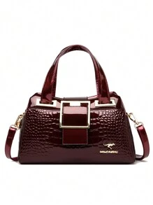 Luxury Designer Handbag Brand Crossbody Bags For Women New Crocodile Pattern Leather Shoulder Bags Casual Tote Bag 2025 , Gifts For Women - Burgundy - View 2