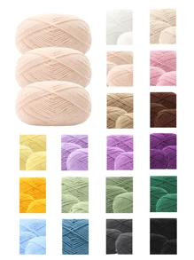 3 Skeins 100% Acrylic Softer Yarn Total 75 Grams 4ply Blended Milk Like Yarn For Hand Knitting DIY Projects