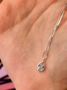 Choker Necklace Point Of Light Drop 45 Cm Pure Silver 925 - 銀色 - 查看 4