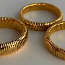 1 Piece Of 18k , Electroplated Titanium Steel, Retro Stretchy Polished Bracelet With Zirconia Thread Ring, Versatile For Daily Use, Good-Looking As A Gift - Gold - View 3