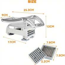 Potato Chipper Cutter Slicer, Potato Fry Cutter, Stainless Steel Potato Cutter, Potato Slicer, Includes 2 Blade Size Cutter Options And No-Slip Suction Base, Perfect For Use With Air Fryer - 變體1 - 查看 5