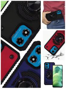 FUNDA USO RUDO CLIP O CON ANILLO PARA MOTO G04 MOTO G24 - Blanco y Negro - Ver 9