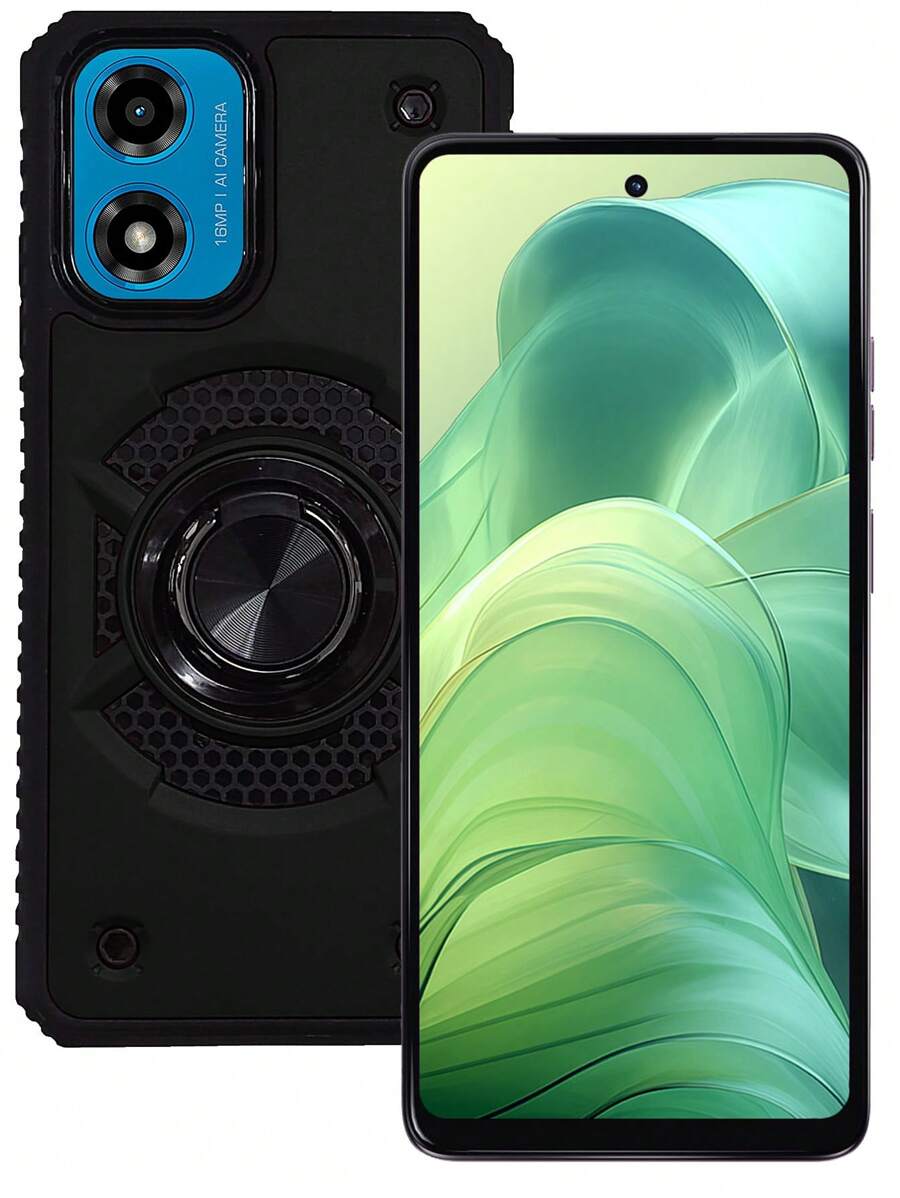 FUNDA USO RUDO CLIP O CON ANILLO PARA MOTO G04 MOTO G24 - Blanco y Negro - Ver 1