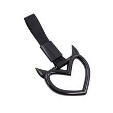 ROJEMXVE 1pc Heart Handle Ring Bumper Warning Car Accessory Heart Hand Strap Drift Charm Rear Bumper Warning Ring Decor For Car Bus Subway Interior Exterior Decoration(Purple, Devil Style)