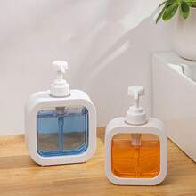 1 pieza Dispensador recargable transparente de alta capacidad para jabón de manos, gel de ducha, detergente, loción, decoración del baño del hogar, decoración de otoño, regreso a la escuela - Blanco - Ver 4