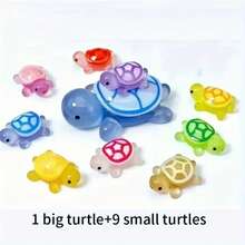 10 件随机颜色 ABS 发光手工乌龟雕塑，树脂乌龟装饰盲袋配件，迷你桌面树脂摆件 - 彩色 - 查看 2