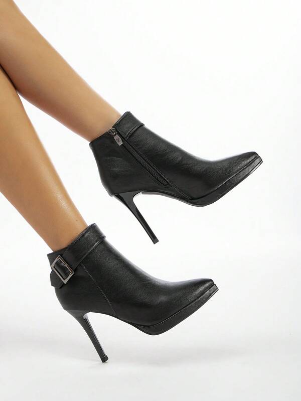Nuevos botines de tacón grueso de punta estrecha para mujeres, para otoño/invierno. Botines de moda cortos con cremallera lateral sexy