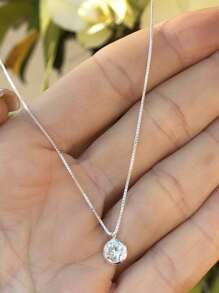 Women's Necklace Round Point Of Light 925 Sterling Silver - Silver - View 7