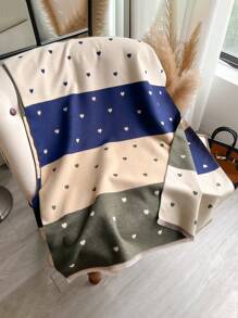 1 pieza Chal/Bufanda de cachemira sintética multicolor con patrón de corazón de patchwork, versátil y apto para uso diario, grueso y cálido