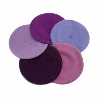 Unisex Lightweight Wool Newsboy Cap, Autumn Winter British Style Casual Solid Beret Hat