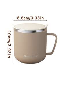 1 Peça Caneca de Aço Inoxidável de 400ml, Minimalista, Branco Café/Leite/Cinza Redondo Copo de Leite/Café para Estudantes e Trabalhadores de Escritório, Copo de Água Unissex para Uso Doméstico com Tampa, à Prova de Calor, Anti-Queda Voltar às Aulas - Multicolorido - Visão 14