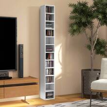 HOMCOM 12-Tier Media Storage Cabinet 204 CDs Shelf Tower Multimedia Organizer Rack Stand Bookcase Display Unit MDF Colour Oak - White - View 7