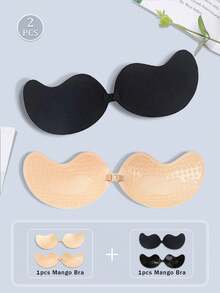 2入組芒果形狀隱形胸貼，加強型粘貼式胸貼，透氣且薄，抗下垂，無痕芒果形狀隱形胸貼適用於女性 - 彩色 - 查看 2