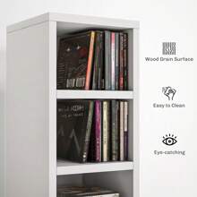 HOMCOM 12-Tier Media Storage Cabinet 204 CDs Shelf Tower Multimedia Organizer Rack Stand Bookcase Display Unit MDF Colour Oak - White - View 5