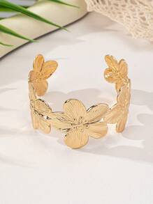 1 件套优雅时尚 3D 花卉不锈钢手链、戒指、耳环首饰套装，适合女士，适合派对、旅行、日常休闲穿着 - 首飾套裝 - 查看 15