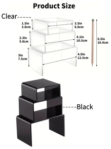 1/2 Set Acrylic Tiered Display Stand, Rectangular Acrylic Cupcake, Cosmetics, Arts And Crafts, Jewelry Organizer Rack For Home, Office, Retail Store Countertop Decoration Jewelry Box, Jewellery Box, Jewelry Organiser For Women And Girls, Jewelry Holder, Ideal For Halloween Earrings, Necklace, Rings, And Wedding Accessories;Also Suitable For Home Decor And Bridesmaid Gift Sun Travel Cool Back To School, Room Decor - Transparent/Black - View 4