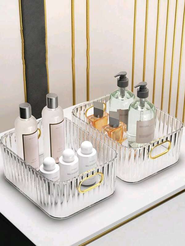 Storage Box Light Luxury Storage Bedroom Dining Room Dresser Desktop Magazine Storage Box Dormitory Household Items Storage Box (Pink)1 Pack