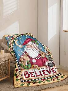 1 件卡通圣诞主题法兰绒毯子，柔软舒适，适合所有季节，可作为客厅、沙发、床或旅行的装饰，是送给家人和朋友的绝佳礼物 - 彩色 - 查看 2