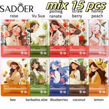 SADOER Mix 1/15/30/50 peças de Máscara Facial de Planta, Fruta e Rosa