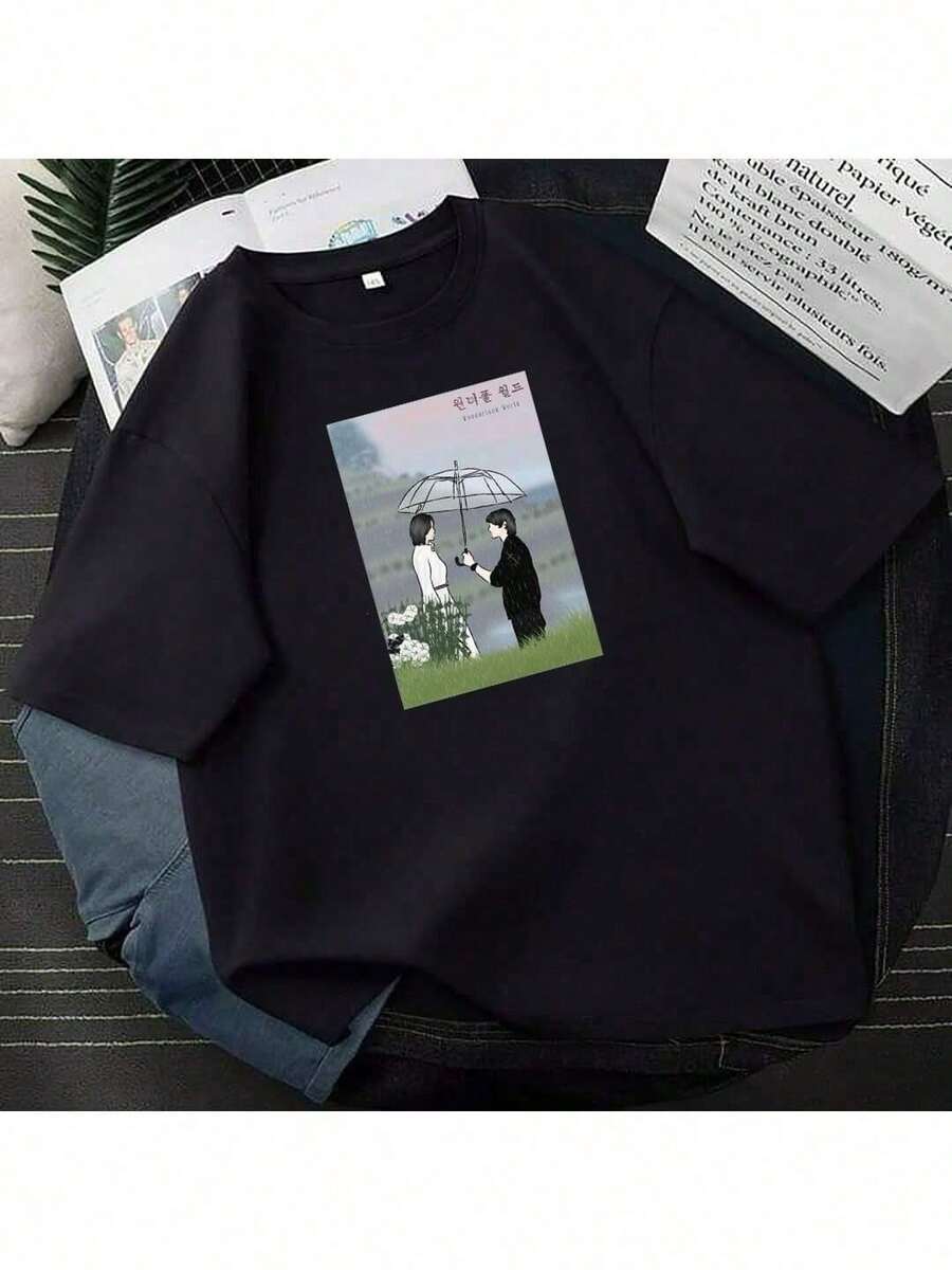 T-Shirt Wonderful World Colorful Series Drama Fashion Inspiration Various Colors Yarn 30.1 100% Cotton - màu đen - Xem 1