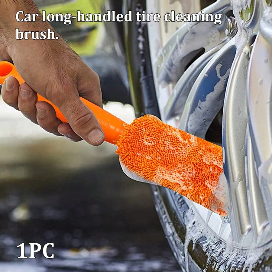 1 件橙色汽车清洁刷、车轮刷 - 橘色 - 查看 1