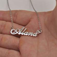 1 件定制名字项链、圣诞礼物、爱心图案项链、不锈钢名字项链 - 彩色 - 查看 3