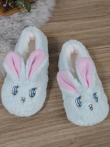 Women's Cozy, Breathable And Warm Indoor Slippers With Soft Thick And Embroidered Rabbit Head On Anti-slip Sole - White - View 6