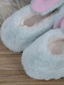 Women's Cozy, Breathable And Warm Indoor Slippers With Soft Thick And Embroidered Rabbit Head On Anti-slip Sole - White - View 8
